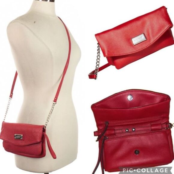 Nine West Women's Pink Textured Vegan Leather Chain Strap Wallet Crossbody Bag - Picture 2 of 14